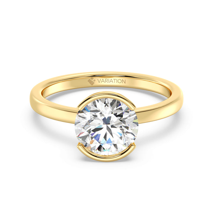 2 Carat Asscher Cut Diamond Bezel Engagement Ring in Yellow Gold