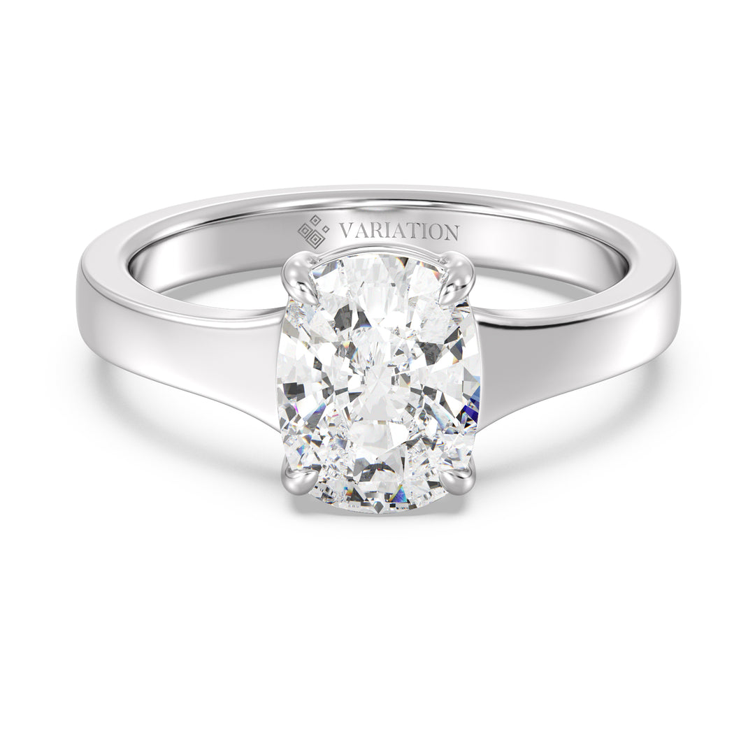 2 Carat Cushion Cut Solitaire Ring in 18K White Gold with Lab Grown Diamond