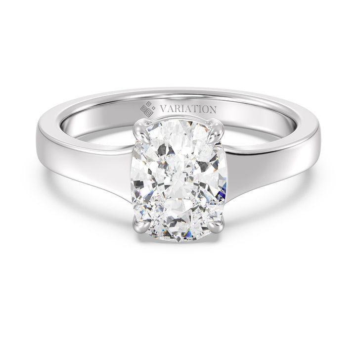 2 Carat Cushion Cut Solitaire Ring in 18K White Gold with Lab Grown Diamond