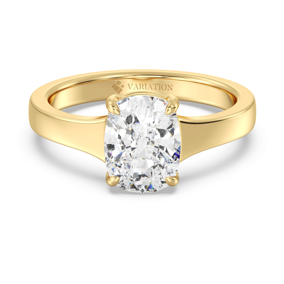 2 Carat Cushion Cut Solitaire Ring in 18K Yellow Gold with Lab Grown Diamond