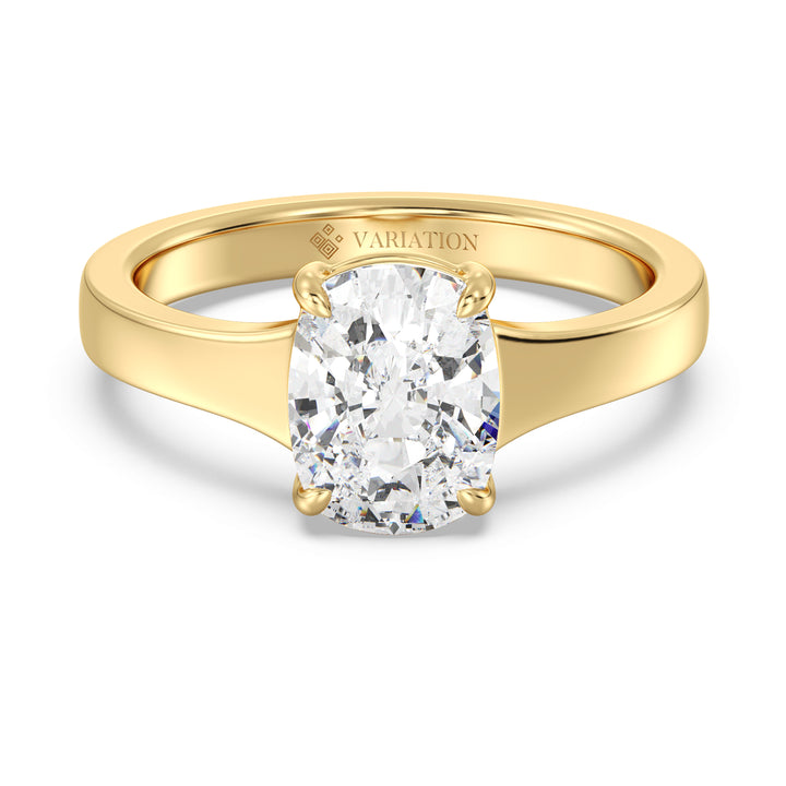 2 Carat Cushion Cut Solitaire Ring in 18K Yellow Gold with Lab Grown Diamond