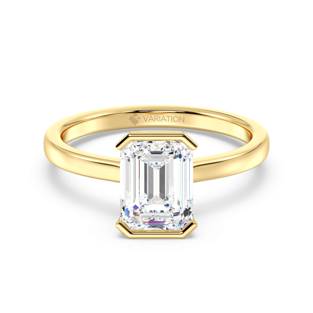 2 Carat Emerald Cut Diamond Bezel Engagement Ring in Yellow Gold