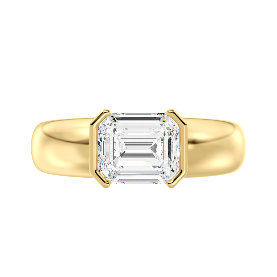 IGI Certified Emerald Cut Diamond Solitaire Ring in Yellow Gold