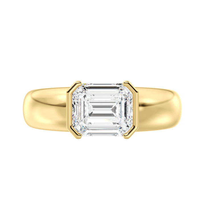 IGI Certified Emerald Cut Diamond Solitaire Ring in Yellow Gold