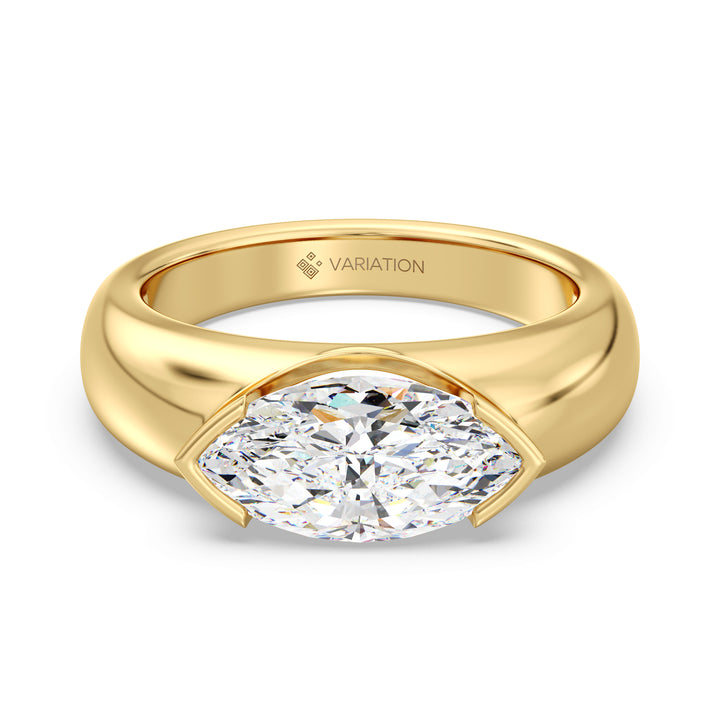2 Carat Marquise Cut Diamond Bezel Engagement Ring in Yellow Gold
