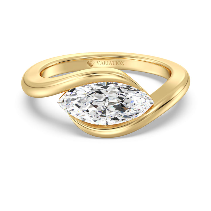 2 Carat Marquise East West Bezel Solitaire Ring in 18K Yellow Gold