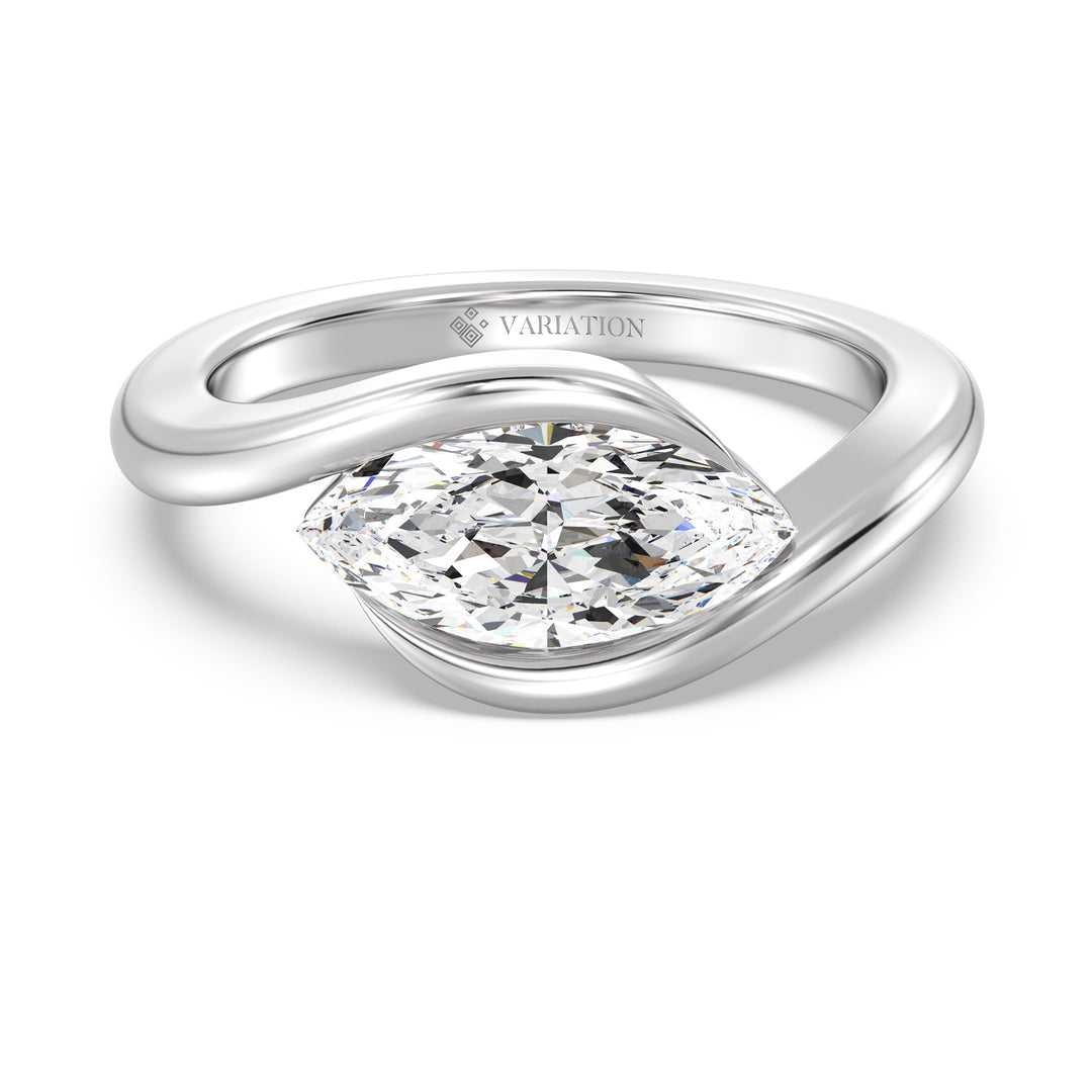 2 Carat Marquise East West Bezel Solitaire Ring in 18K White Gold