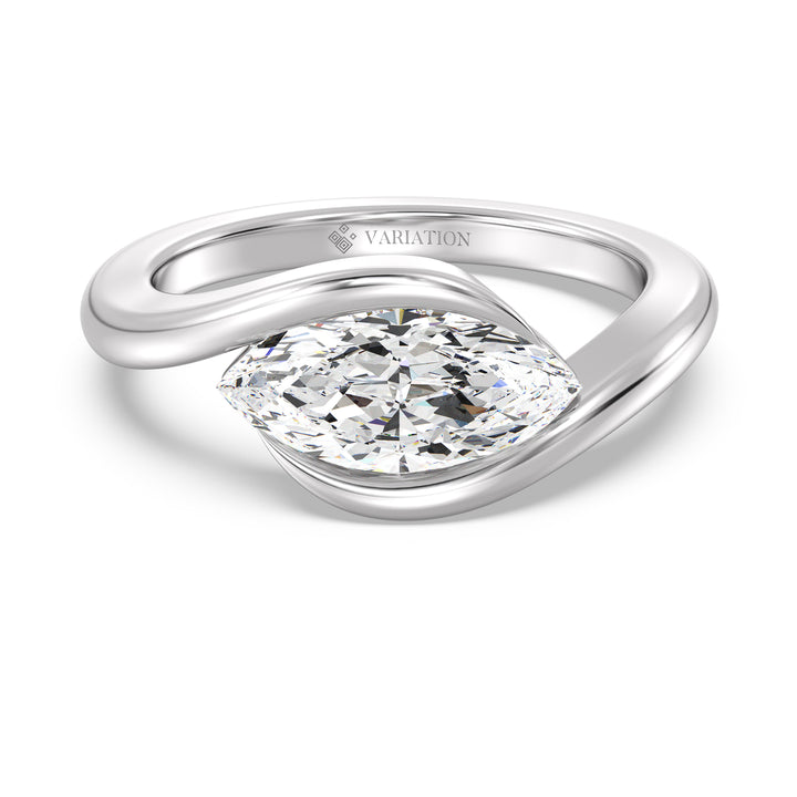 2 Carat Marquise East West Bezel Solitaire Ring in 18K White Gold