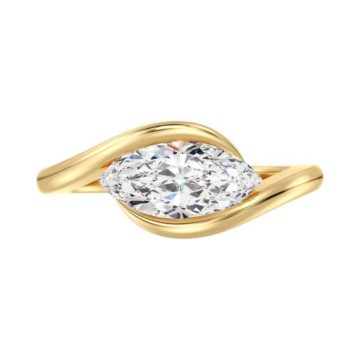 2 Carat Marquise Cut East West Solitaire Ring with Bezel Setting