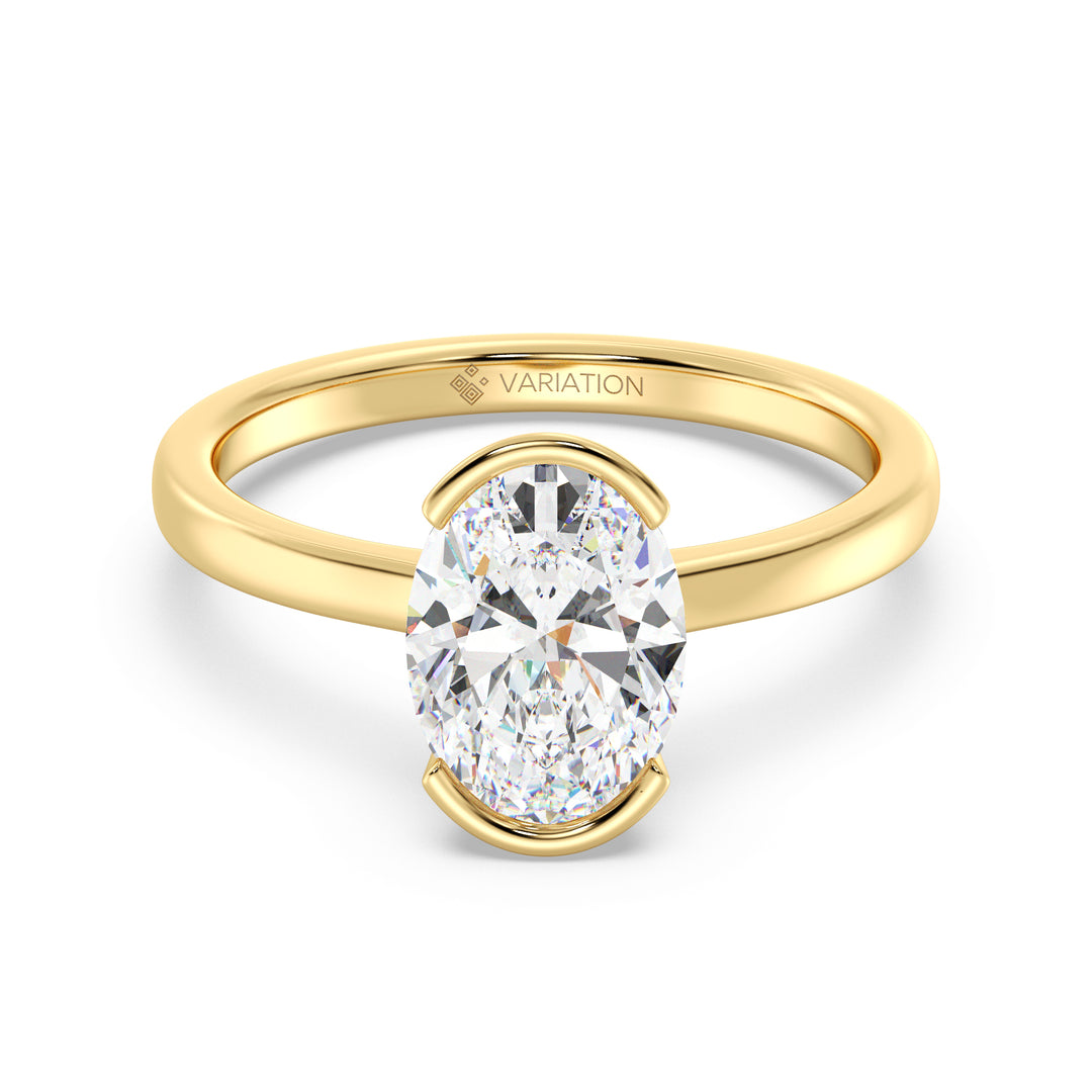 2 Carat Oval Cut Diamond Bezel Engagement Ring in Yellow Gold