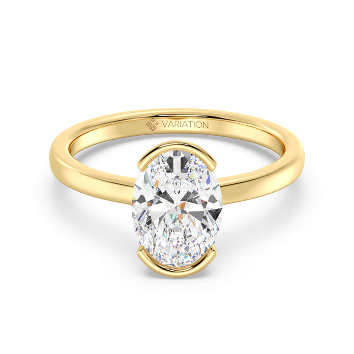 2 Carat Oval Cut Diamond Bezel Engagement Ring in Yellow Gold