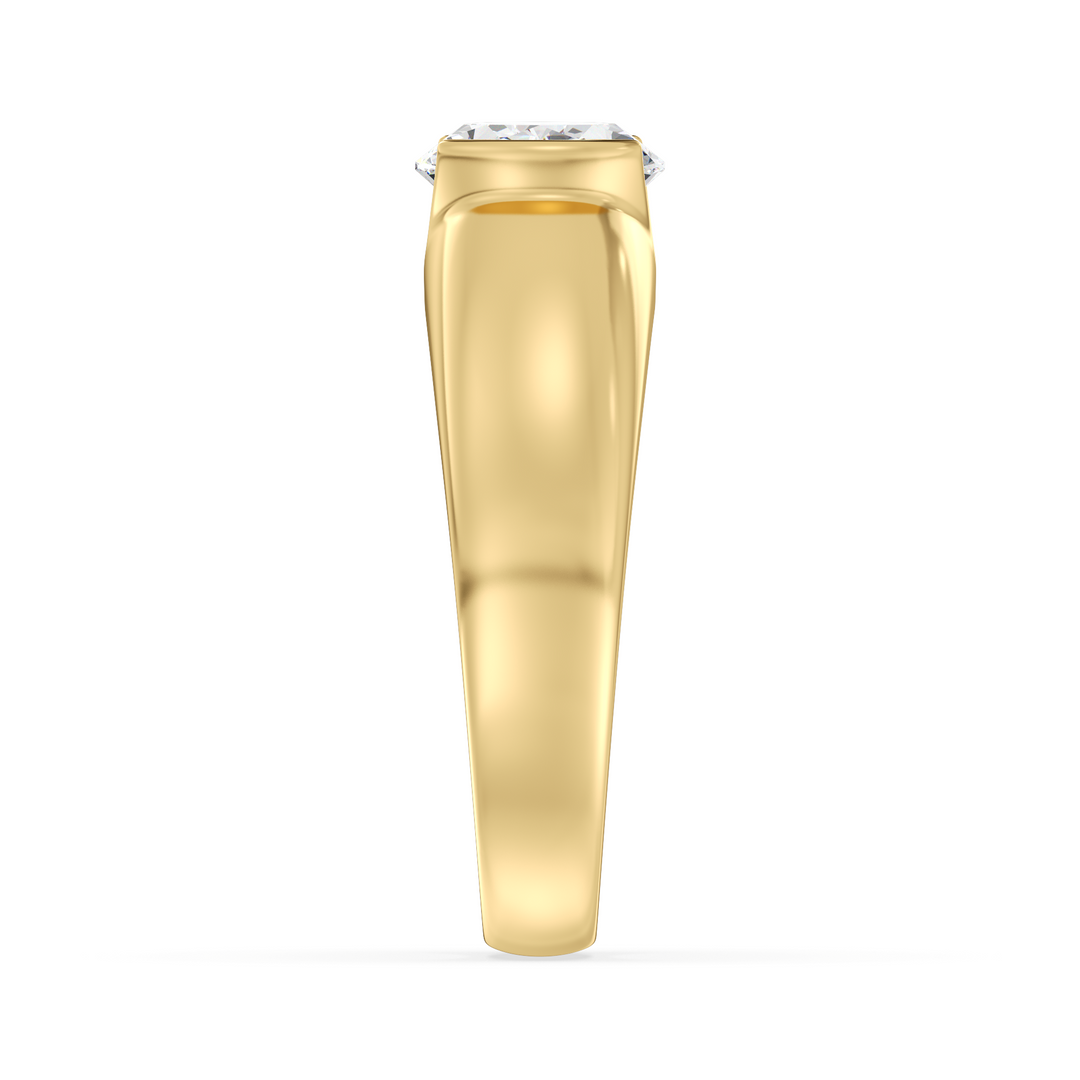 2 Carat Oval Diamond Bezel Set Ring in 18K Yellow Gold