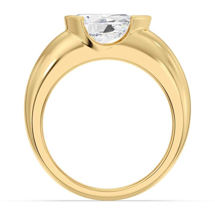 2 Carat Pear Cut Diamond Bezel Engagement Ring in Yellow Gold