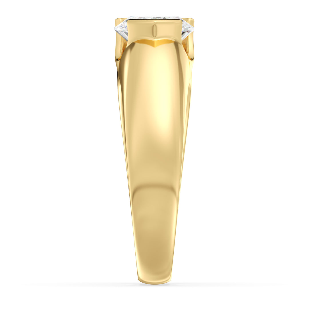 2 Carat Pear Diamond Bezel Set Ring in 18K Yellow Gold