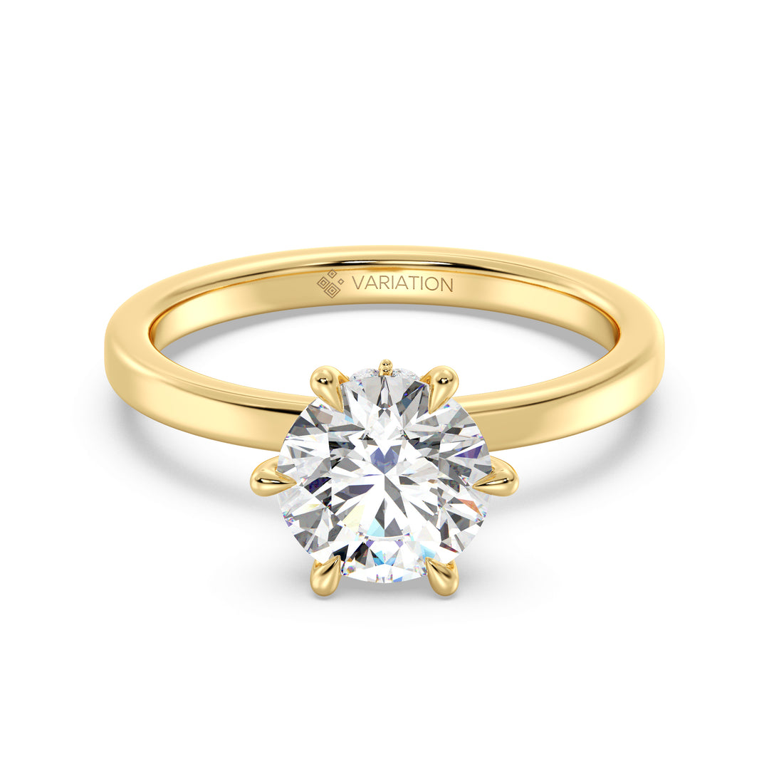 2 Carat Round Brilliant Diamond Solitaire Engagement Ring in Yellow Gold
