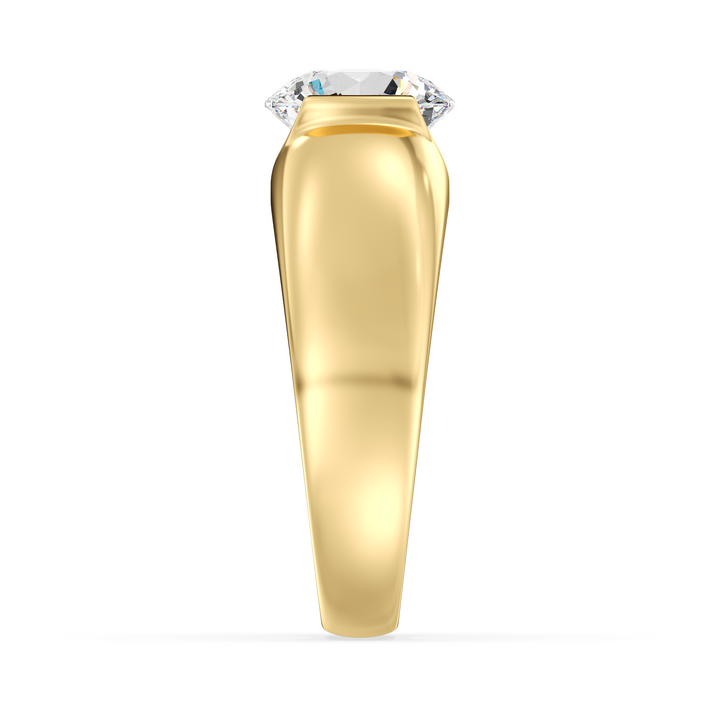 2 Carat Round Diamond Bezel Set Ring in 18K Yellow Gold