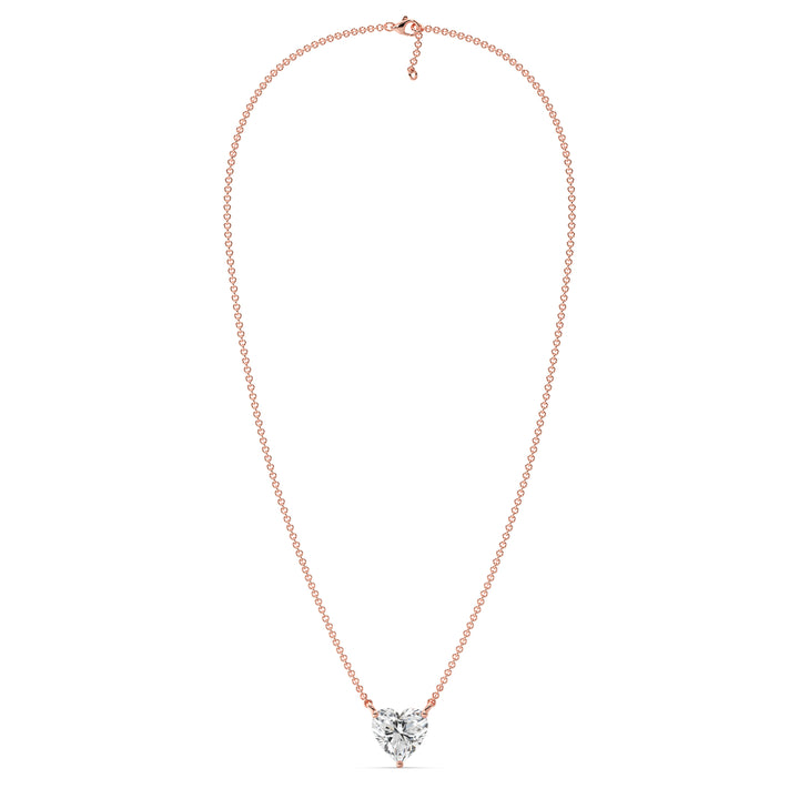 2.00 Carat Heart-Shaped Lab Grown Diamond Solitaire Pendant Necklace in 18K Rose Gold