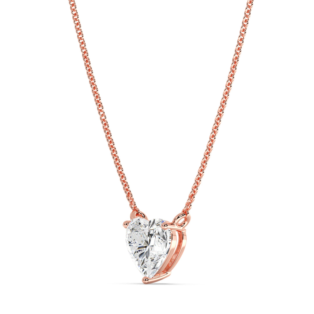 2.00 Carat Heart-Shaped Lab Grown Diamond Solitaire Pendant Necklace in 18K Rose Gold