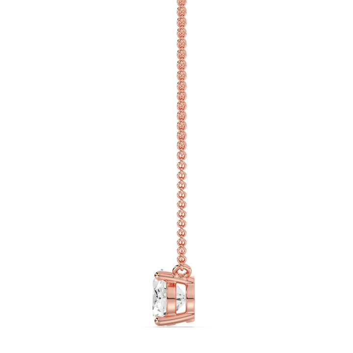 2.00 Carat Oval Lab-Grown Diamond Solitaire Necklace in 18K Rose Gold with IGI Certified E/VS Diamond in Prong Setting