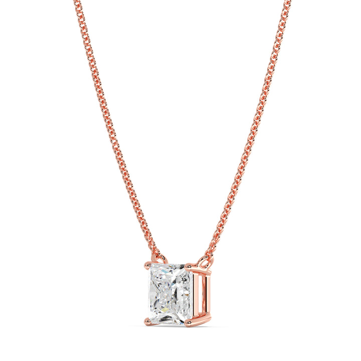 2.00 Carat Princess Cut Solitaire Lab-Grown Diamond Pendant Necklace in 18K Rose Gold with IGI Certified E/VS Diamond