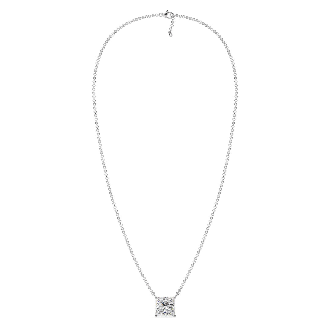 2.00 Carat Princess Cut Solitaire Lab-Grown Diamond Pendant Necklace in 18K White Gold with IGI Certified E/VS Diamond