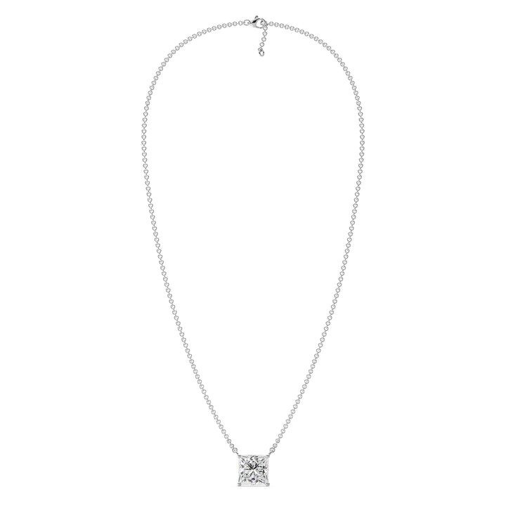 2.00 Carat Princess Cut Solitaire Lab-Grown Diamond Pendant Necklace in 18K White Gold with IGI Certified E/VS Diamond