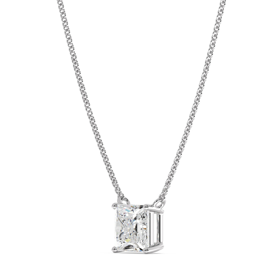 2.00 Carat Princess Cut Solitaire Lab-Grown Diamond Pendant Necklace in 18K White Gold with IGI Certified E/VS Diamond