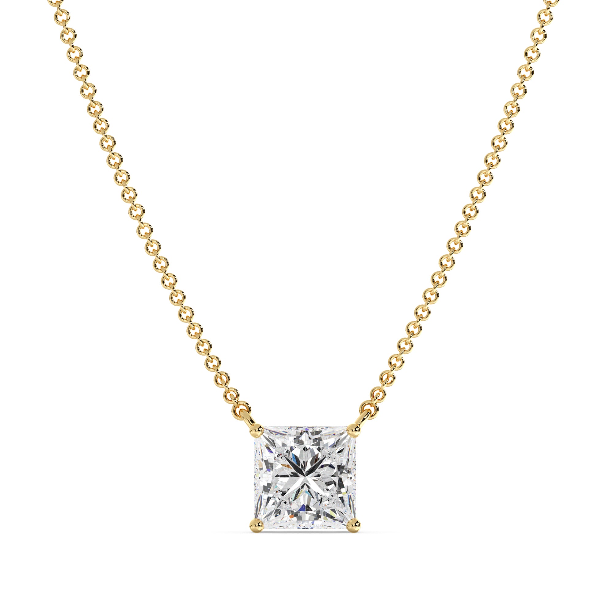 NEW 2ct Princess newest Cut Solitaire Diamond Necklace