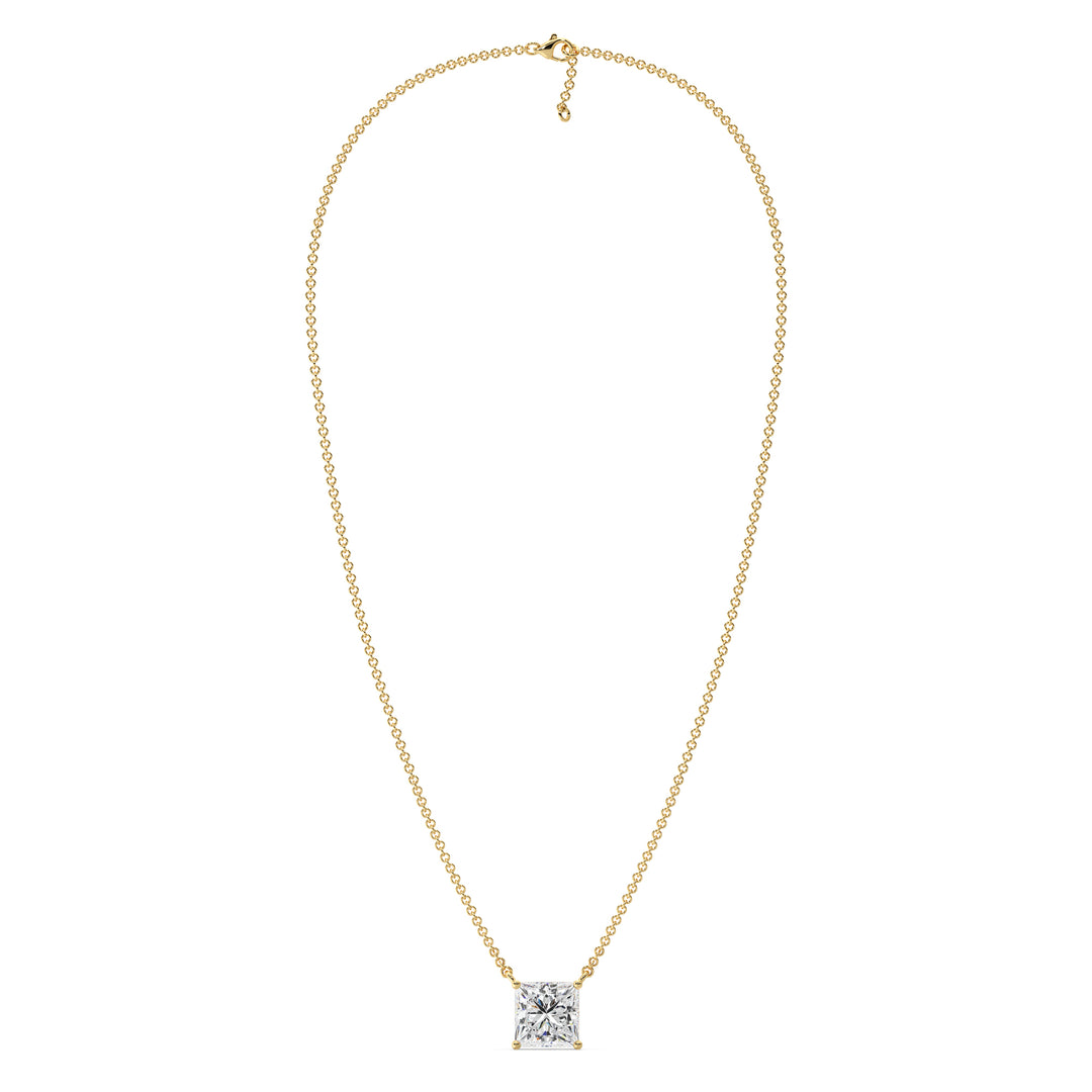 2.00 Carat Princess Cut Solitaire Lab-Grown Diamond Pendant Necklace in 18K Yellow Gold with IGI Certified E/VS Diamond