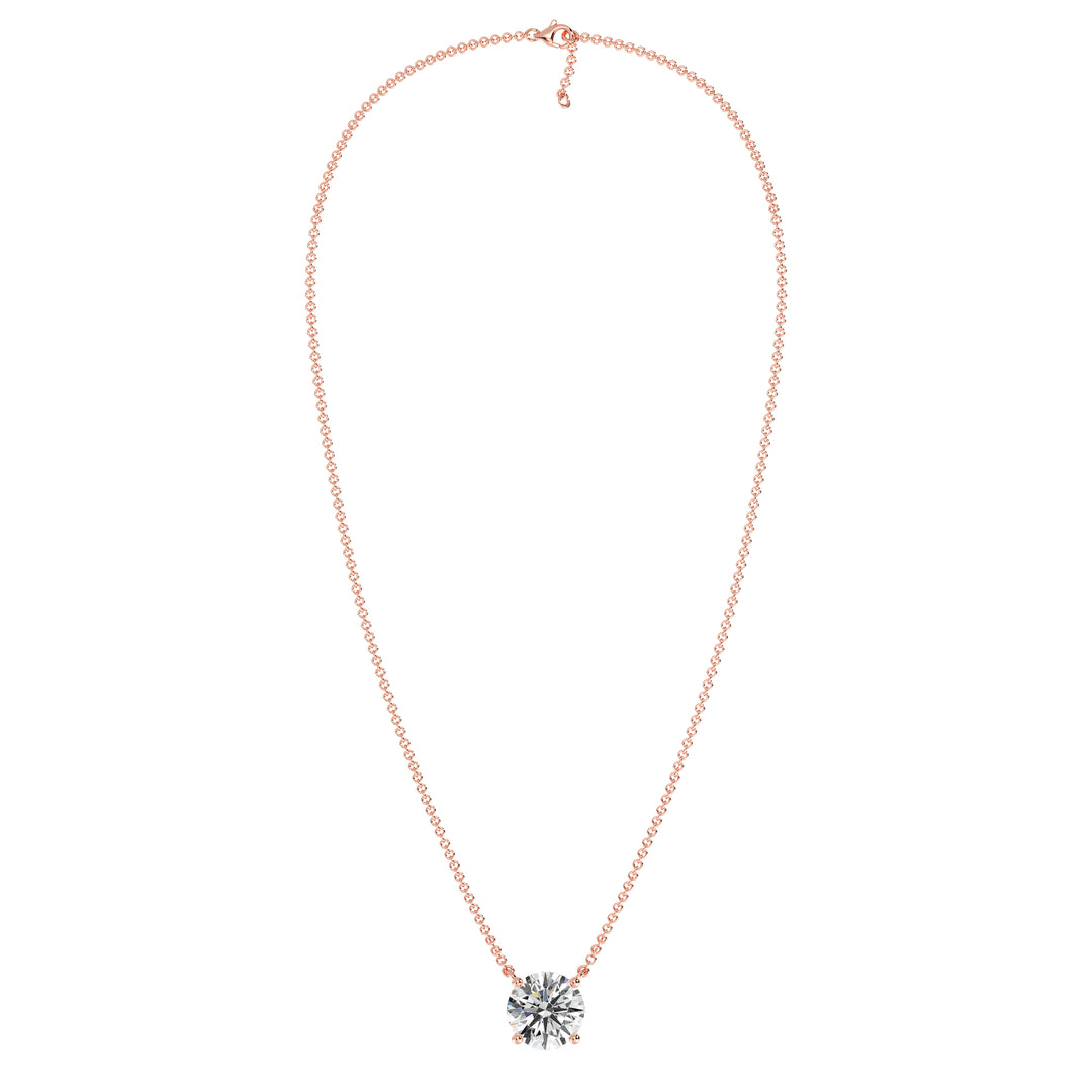 2.00 Carat Round Solitaire Lab-Grown Diamond Necklace in 18K Solid Gold