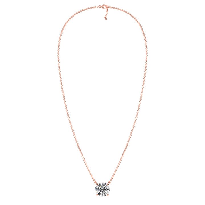 2.00 Carat Round Solitaire Lab-Grown Diamond Necklace in 18K Solid Gold