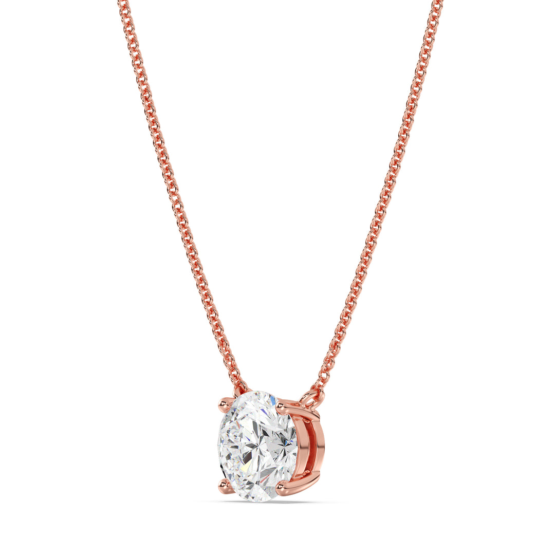 2.00 Carat Round Solitaire Lab-Grown Diamond Necklace in 18K Solid Gold