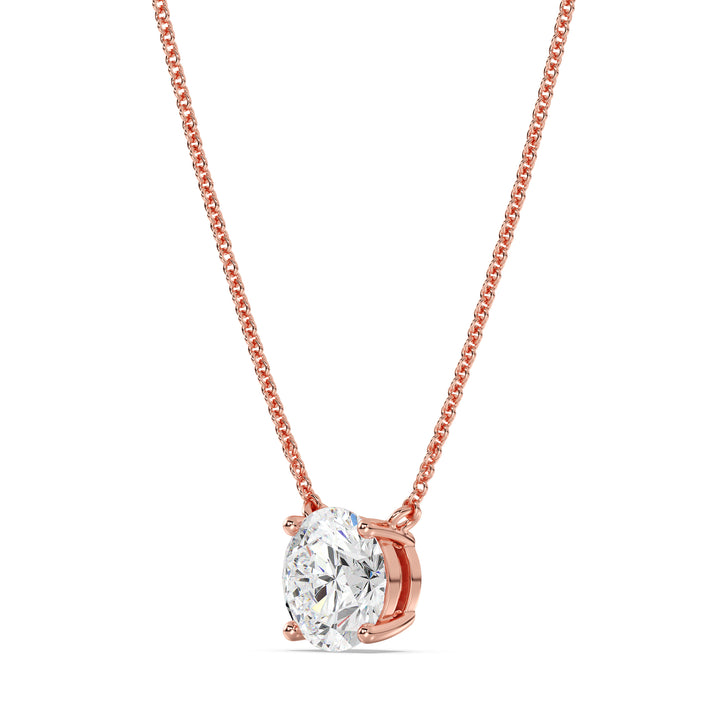 2.00 Carat Round Solitaire Lab-Grown Diamond Necklace in 18K Solid Gold