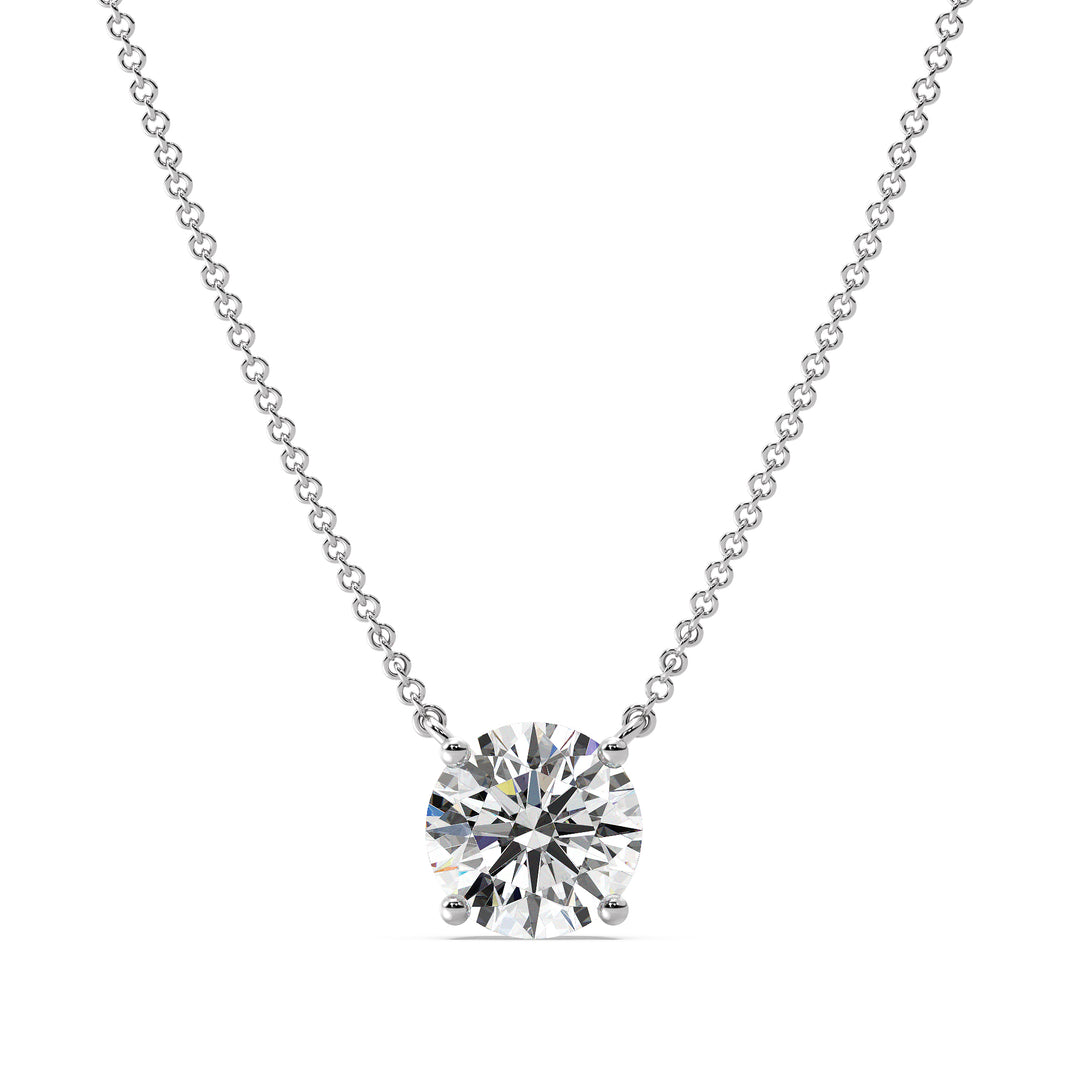 2.00 Carat Round Solitaire Lab-Grown Diamond Necklace in 18K Solid Gold