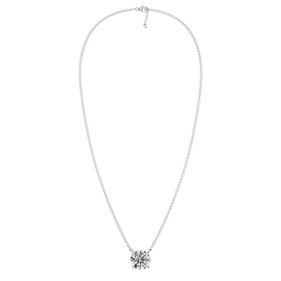 2.00 Carat Round Solitaire Lab-Grown Diamond Necklace in 18K Solid Gold