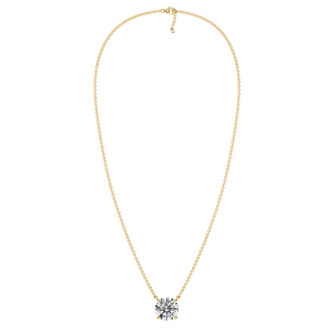 2.00 Carat Round Solitaire Lab-Grown Diamond Necklace in 18K Solid Gold