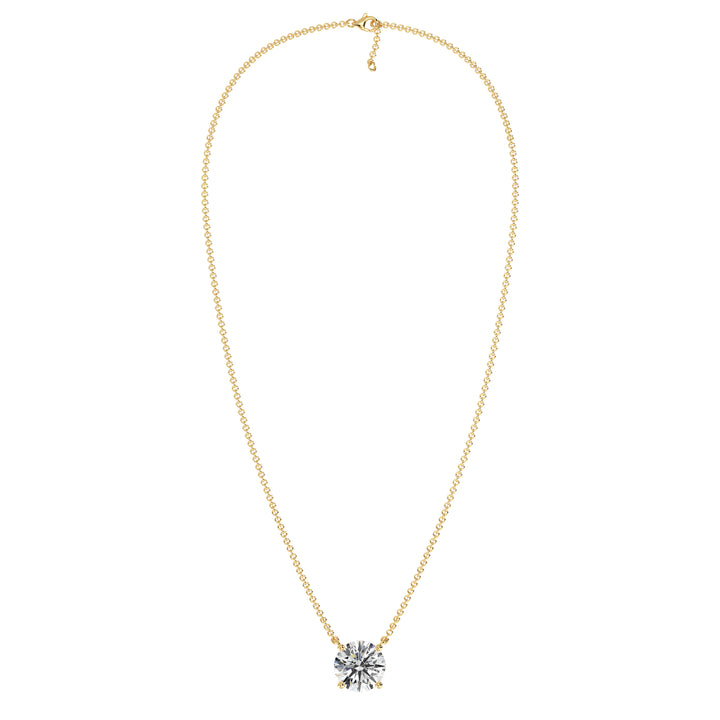 2.00 Carat Round Solitaire Lab-Grown Diamond Necklace in 18K Solid Gold