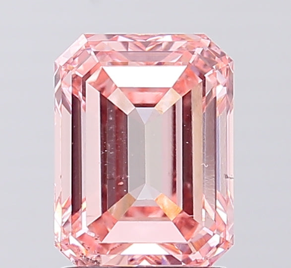 2.00 Carat Emerald Cut Lab Grown Diamond SI1Fancy Vivid Pink