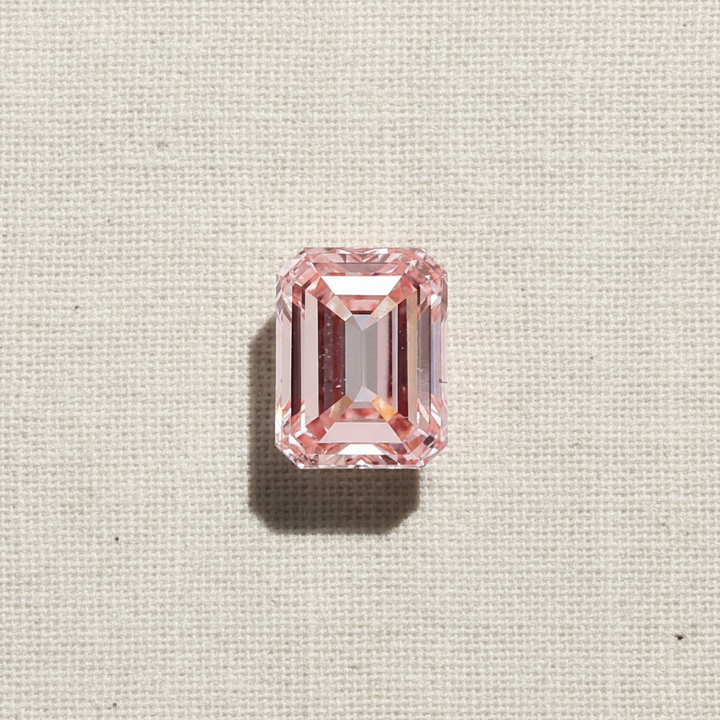 2.00 Carat Emerald Cut Lab Grown Diamond, SI1/Fancy Vivid Pink