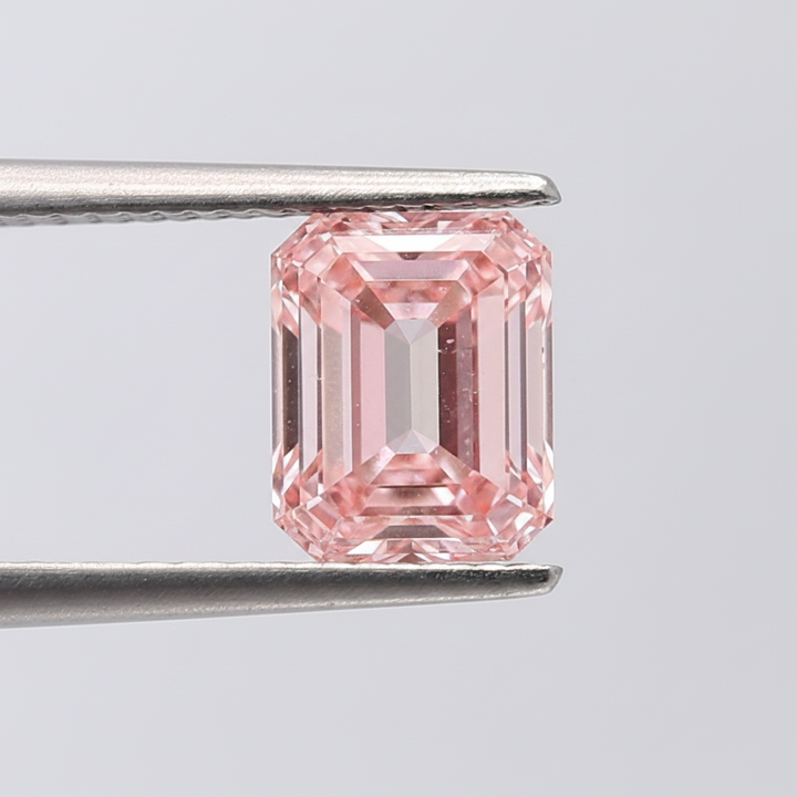 2.00 Carat Emerald Cut Lab Grown Diamond, SI1/Fancy Vivid Pink