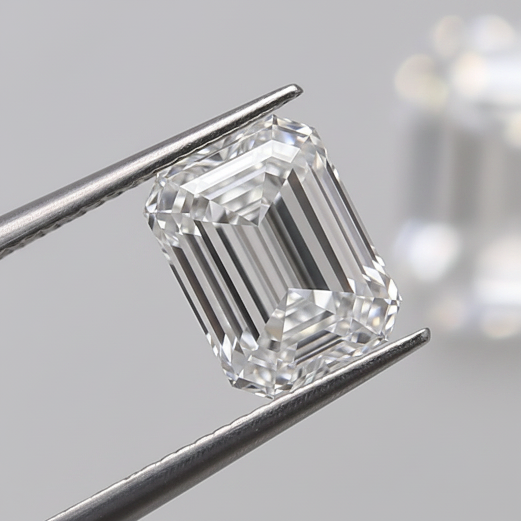 Diamant émeraude cultivé en laboratoire de 2,00 carats, VS1/D