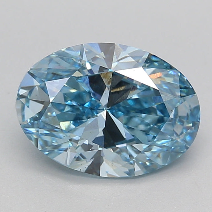2.00 Carat Oval Cut Lab Grown Diamond VS1 Fancy Vivid Blue