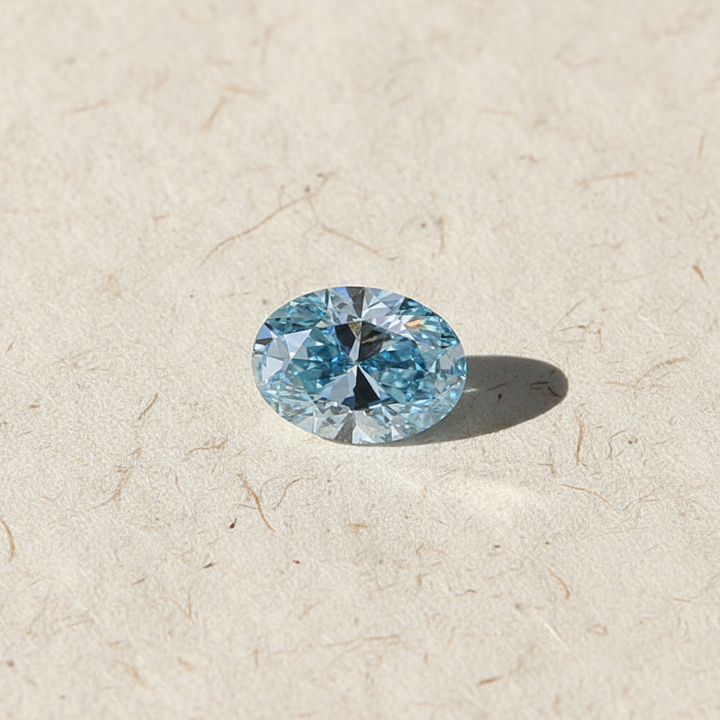 2.00 Carat Oval Cut Lab Grown Diamond, VS1/Fancy Vivid Blue