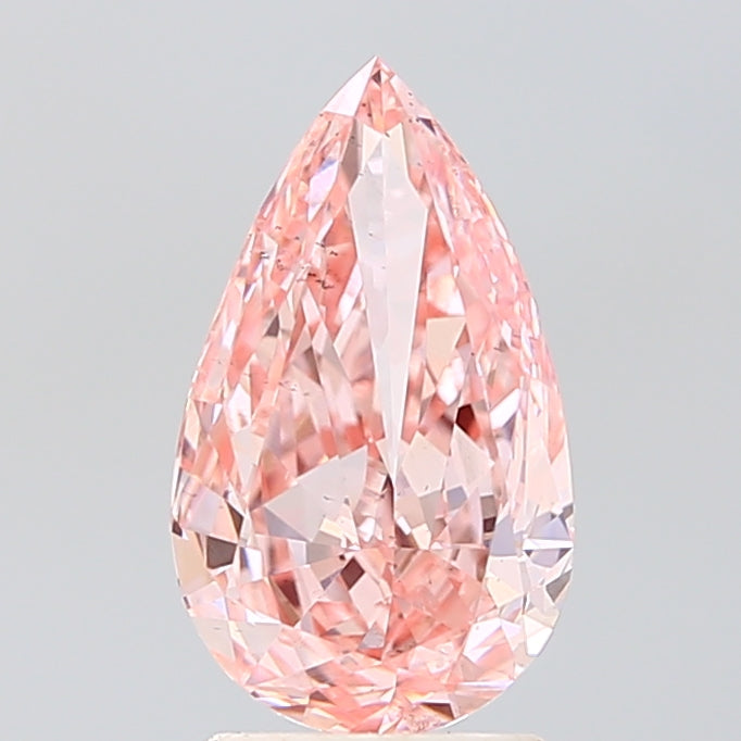 2.00 Carat Pear Cut Lab Grown Diamond VS2Fancy Vivid Pink