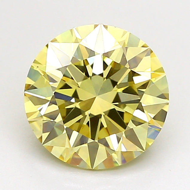 2.00 Carat Round Lab Grown Diamond VS1 Fancy Intense Yellow