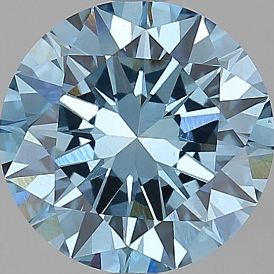 Diamante redondo cultivado en laboratorio de 2,00 quilates VS1 azul intenso elegante