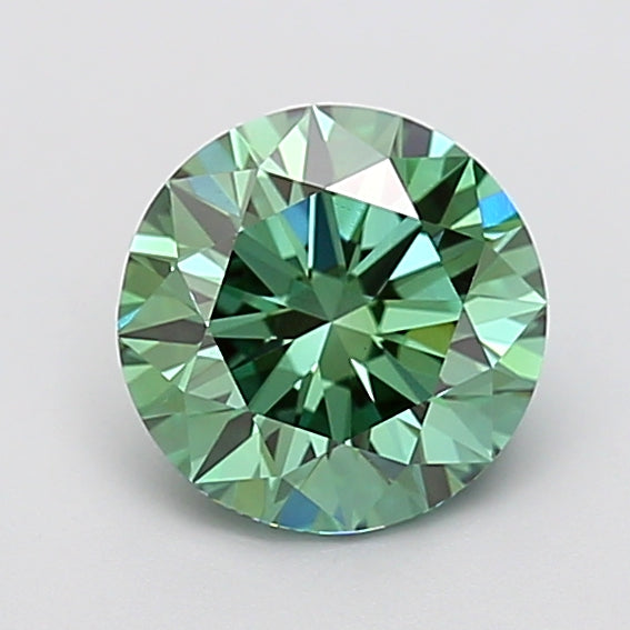 Diamant rond cultivé en laboratoire de 2,00 carats VS1, vert vif fantaisie