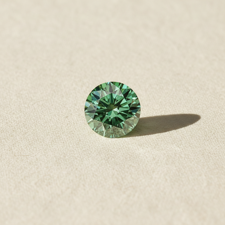 Diamant rond cultivé en laboratoire de 2,00 carats, VS1/Vert vif fantaisie