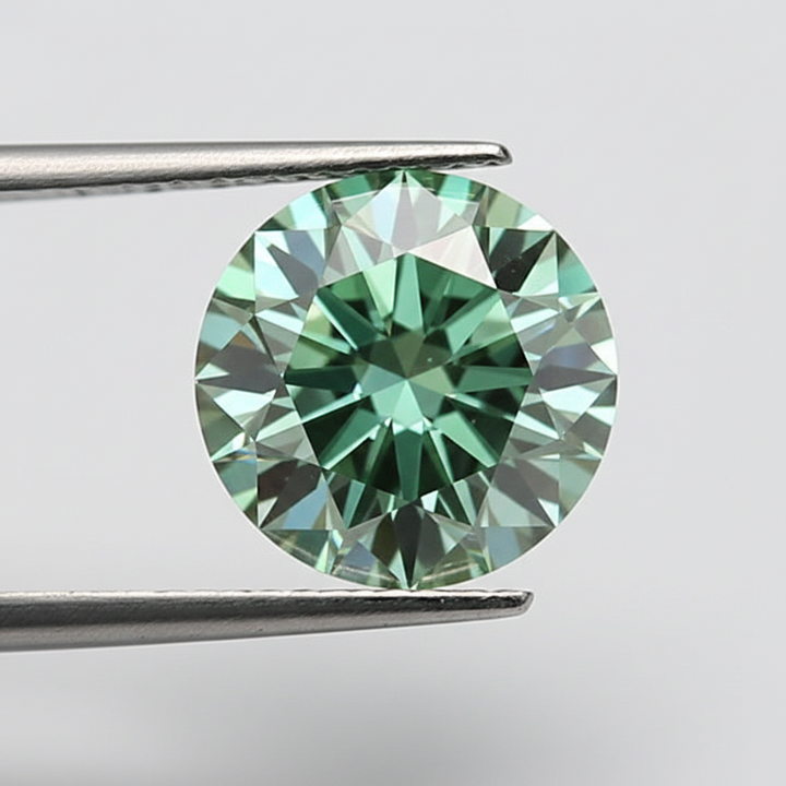 Diamant rond cultivé en laboratoire de 2,00 carats, VS1/Vert vif fantaisie