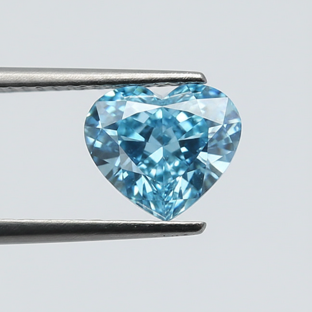 2.01 Carat Heart Cut Lab Grown Diamond VS1 Fancy Vivid Blue IGI Certified
